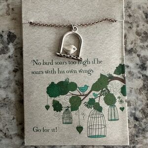 Silver Bird Pendant Necklace 16”-18” chain sterling silver